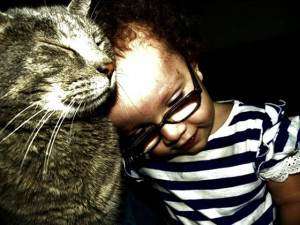 child and cat