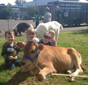 Students enjoying the Petting Zoo for Founder's Day