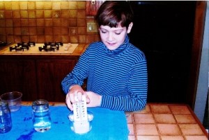 Ryan working hard on a science project. 